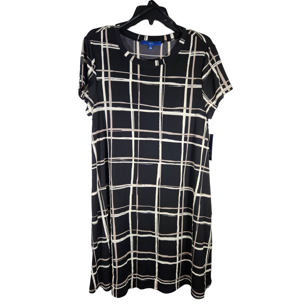 Apt 9 Women's Black and White TShirt Style Dress Abstract NWT Size L